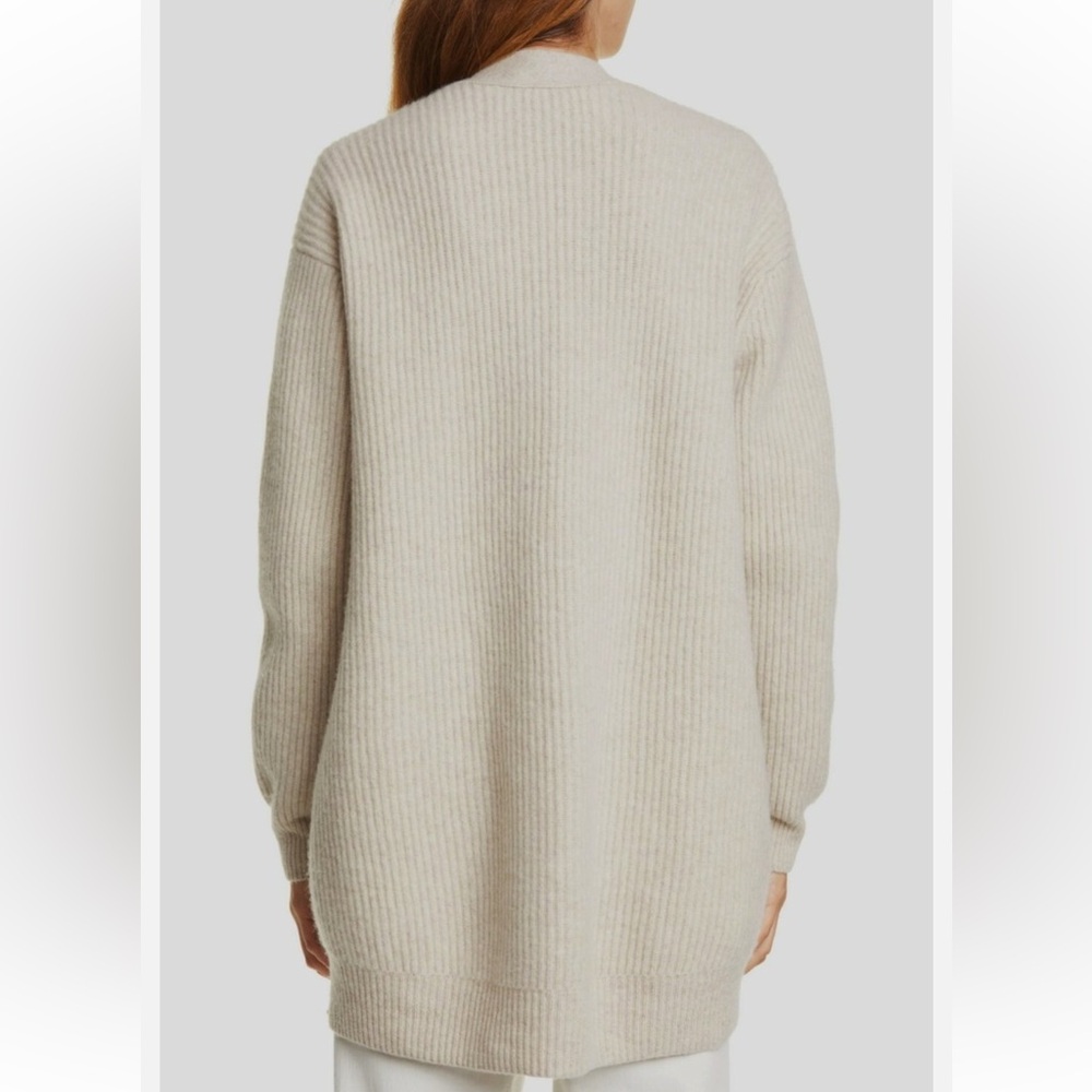 VINCE Ribbed Back Wool Cashmere Cardigan In Neutral New Large - Picture 3 of 8